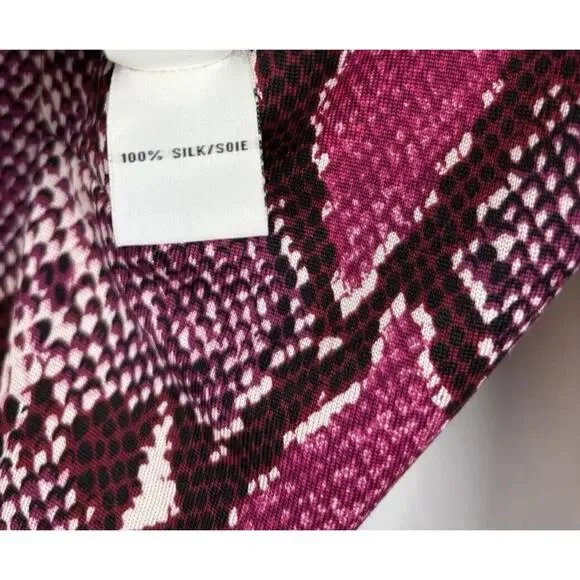 Diane von Furstenberg Purple Snake Print Reina Long Sleeve Dress Silk Sz 6 - Picture 12 of 14